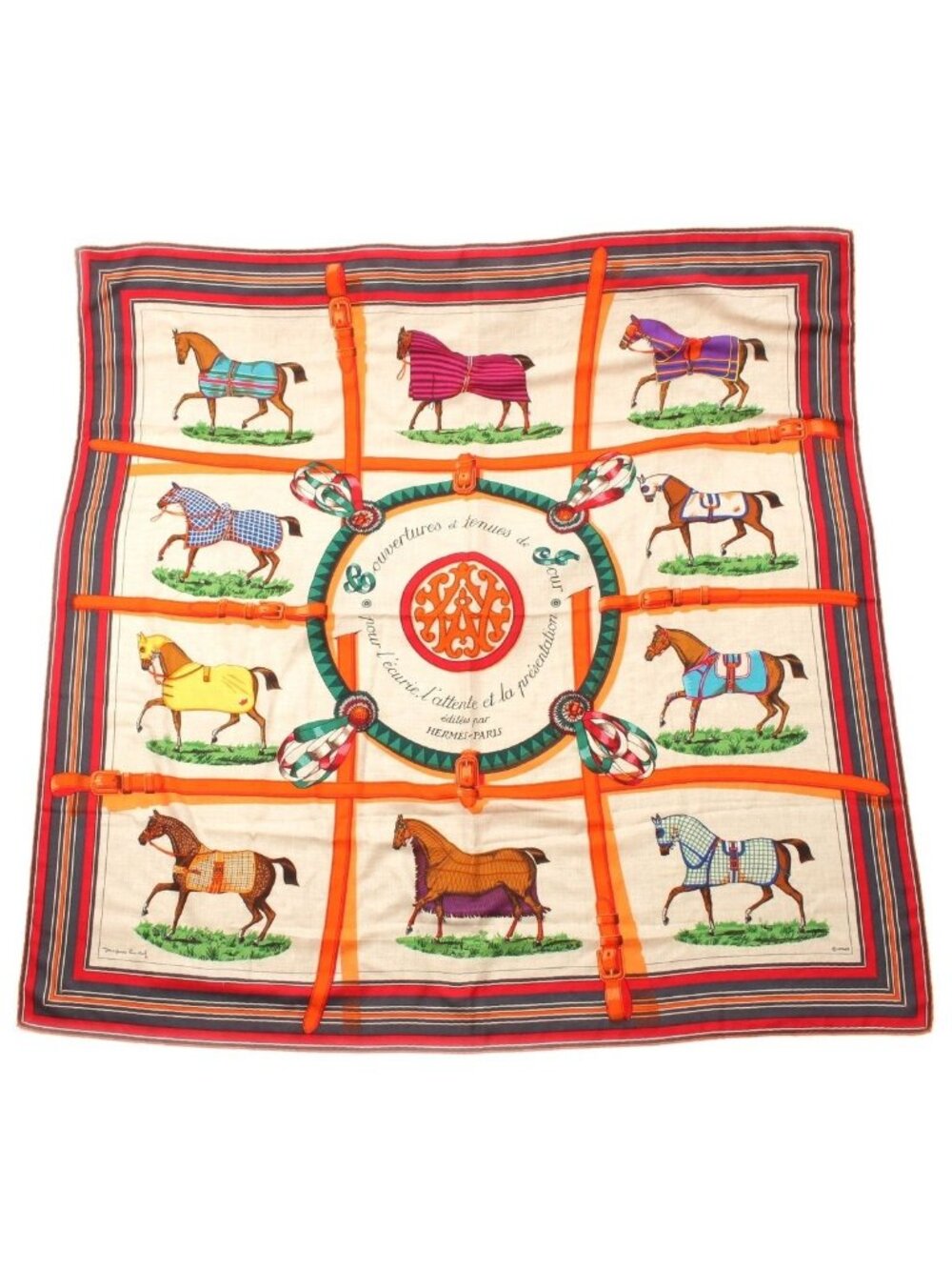Hermes Carre Geant Couvertures Et Tenues de Jour Horsewear Cashmere Silk Scarf
